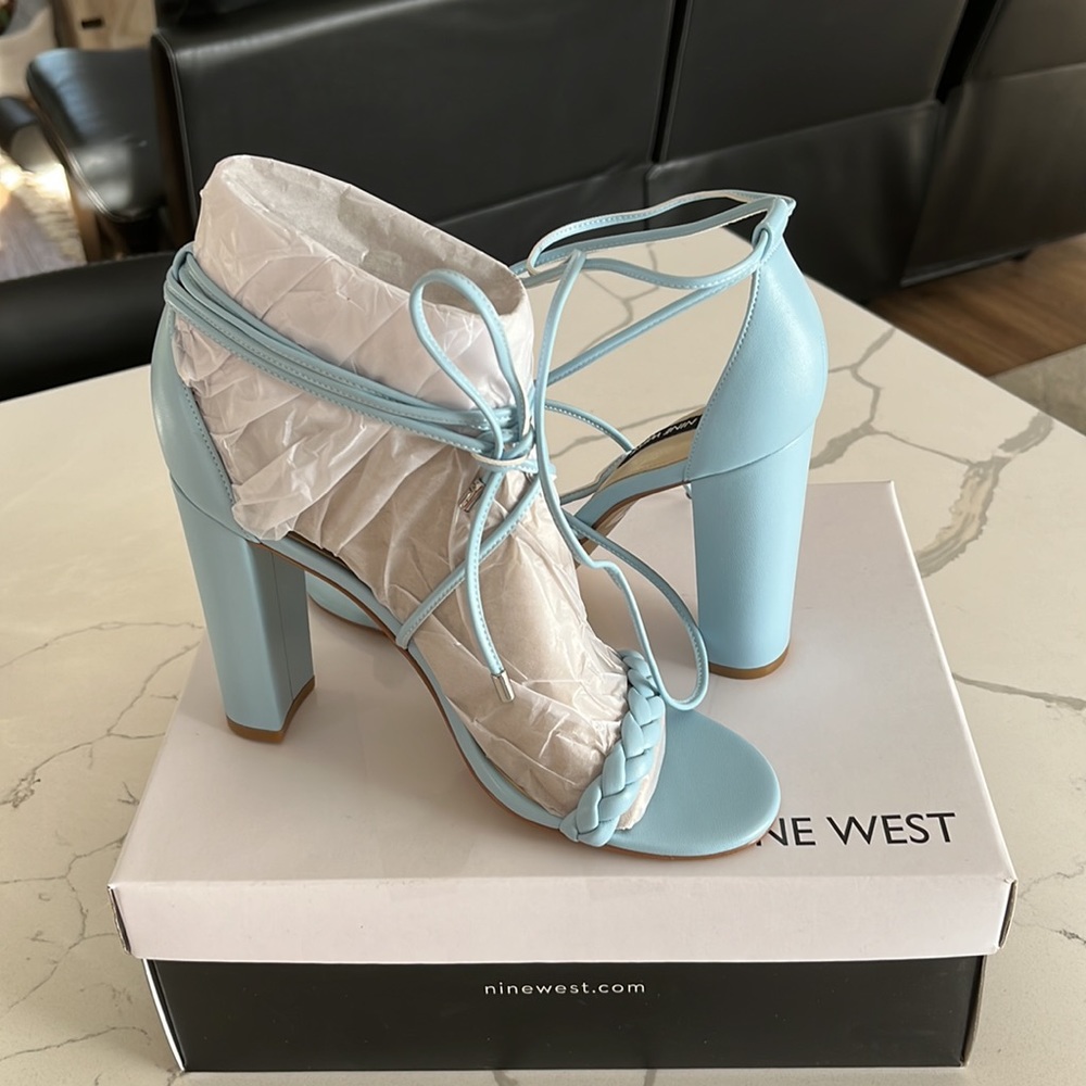 NWOT Nine West braided heels w/ sexy ankle wrap/strap! Never worn, box included
